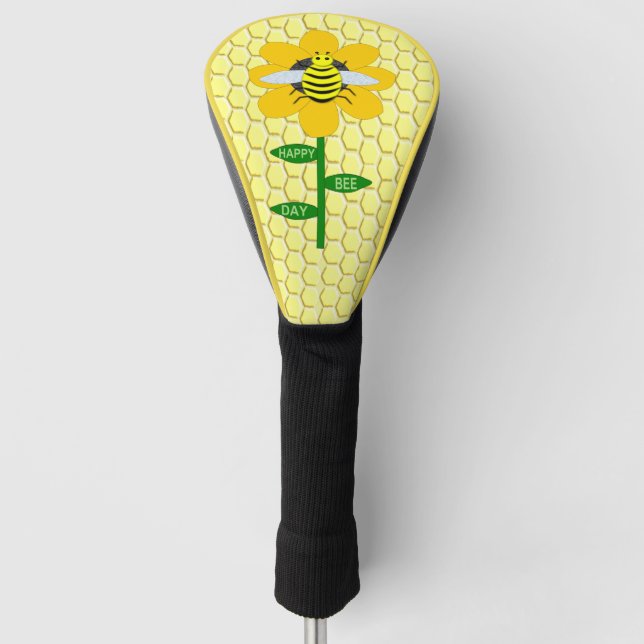Happy Bee Day Birthday Bumblebee Golf Head Cover (Front)