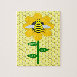 Happy Bee Day Birthday Bumblebee Jigsaw Puzzle