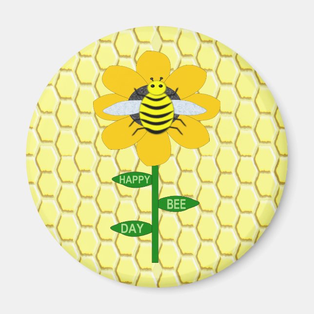 Happy Bee Day Birthday Bumblebee Magnet (Front)