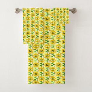Happy Bee Day Birthday Bumblebee Patterned Bath Towel Set