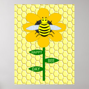 Happy Bee Day Birthday Bumblebee Poster