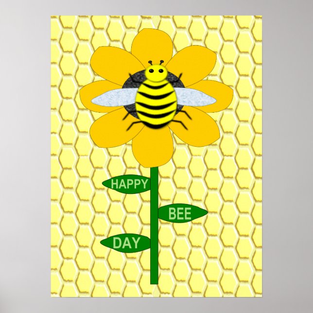 Happy Bee Day Birthday Bumblebee Poster (Front)