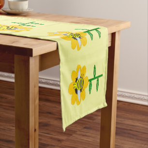 Happy Bee Day Birthday Bumblebee Short Table Runner