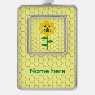 Happy Bee Day Birthday Bumblebee Silver Plated Framed Ornament