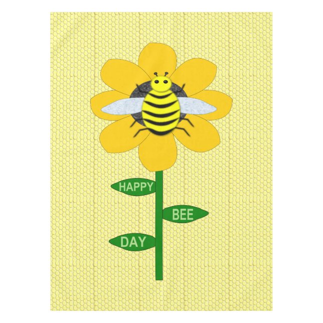 Happy Bee Day Birthday Bumblebee Tablecloth (Front)