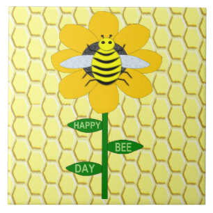 Happy Bee Day Birthday Bumblebee Tile
