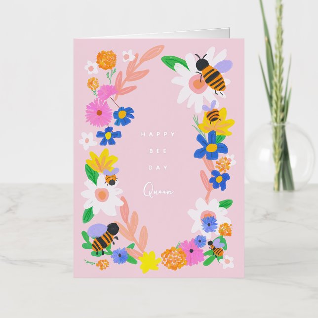 Happy Bee Day Birthday Card (Front)