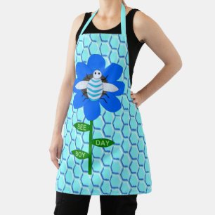 Happy Bee Day Boy Blue Birthday Bumblebee Apron