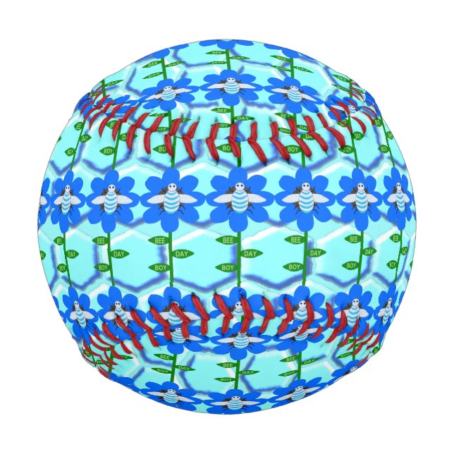 Happy Bee Day Boy Blue Birthday Bumblebee Baseball (Back)
