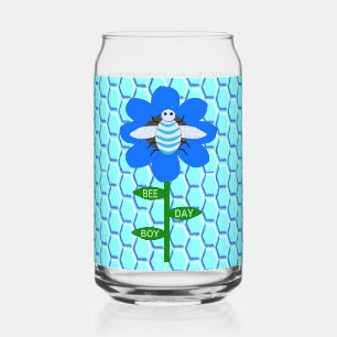 Happy Bee Day Boy Blue Birthday Bumblebee Can Glass