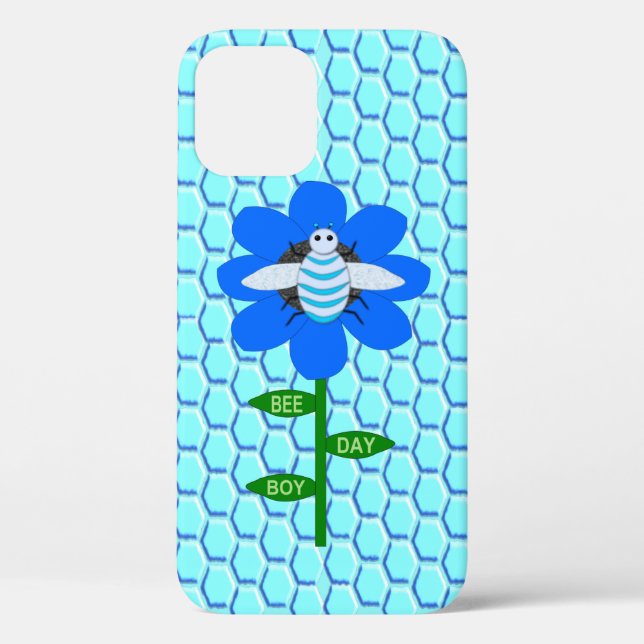 Happy Bee Day Boy Blue Birthday Bumblebee Case-Mate iPhone Case (Back)