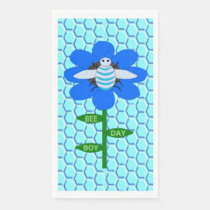 Happy Bee Day Boy Blue Birthday Bumblebee Napkin