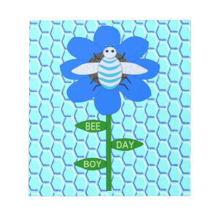 Happy Bee Day Boy Blue Birthday Bumblebee Notepad