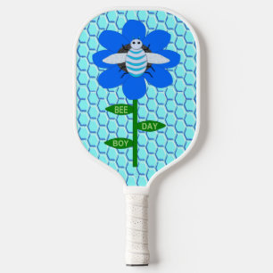 Happy Bee Day Boy Blue Birthday Bumblebee Pickleball Paddle