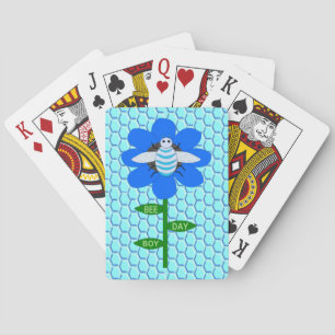 Happy Bee Day Boy Blue Birthday Bumblebee Playing Cards