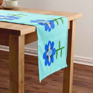 Happy Bee Day Boy Blue Birthday Bumblebee Short Table Runner