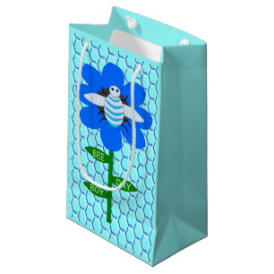 Happy Bee Day Boy Blue Birthday Bumblebee Small Gift Bag