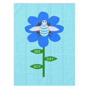 Happy Bee Day Boy Blue Birthday Bumblebee Tablecloth