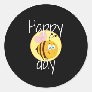 Happy bee day classic round sticker