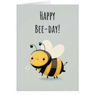 Happy Bee-Day   Cute Bumblebee Birthday Card