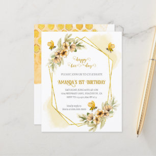 Happy Bee-day First Birthday Invitation