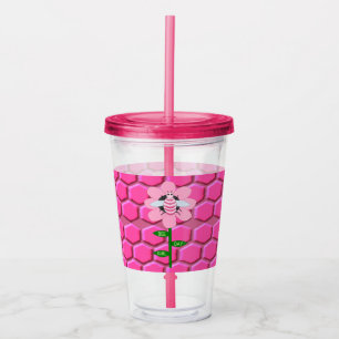 Happy Bee Day Girl Pink Birthday Bumblebee Acrylic Tumbler
