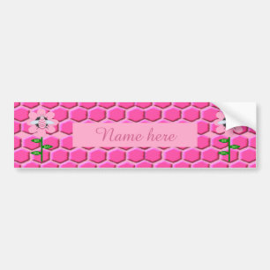 Happy Bee Day Girl Pink Birthday Bumblebee Custom Bumper Sticker