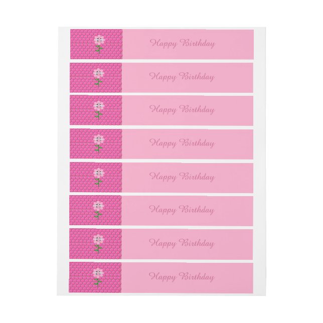 Happy Bee Day Girl Pink Birthday Bumblebee Custom Wraparound Address Label (Sheet)