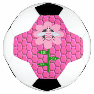 Happy Bee Day Girl Pink Birthday Bumblebee Football