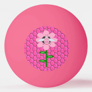 Happy Bee Day Girl Pink Birthday Bumblebee Ping Pong Ball