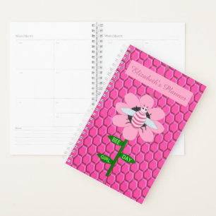 Happy Bee Day Girl Pink Birthday Bumblebee Planner