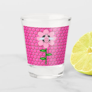 Happy Bee Day Girl Pink Birthday Bumblebee Shot Glass