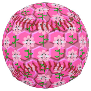 Happy Bee Day Girl Pink Birthday Bumblebee Softball