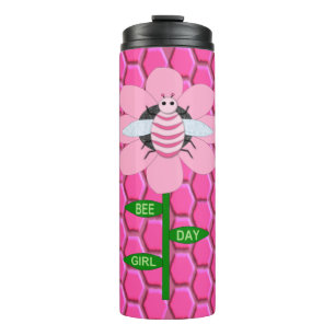 Happy Bee Day Girl Pink Birthday Bumblebee Thermal Tumbler