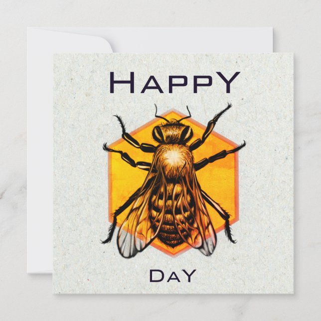 Happy Bee Day Modern Funny Honey Bee Birthday Card (Front)