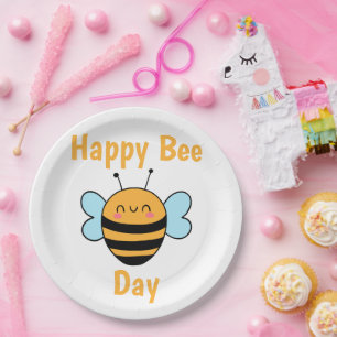 Happy Bee Day Paper Plate