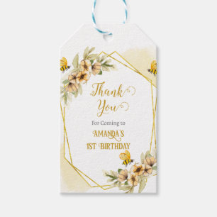 Happy Bee-day Watercolor  Birthday Party Gift Tags