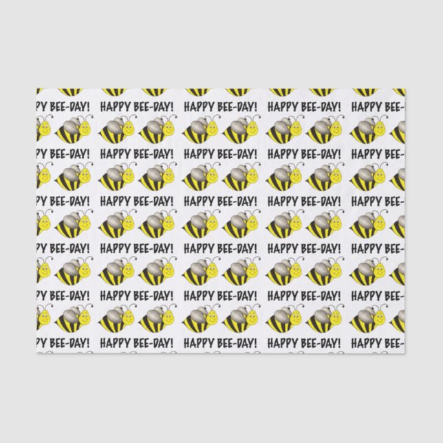 Happy Bee Day Yellow Bumblebee Birthday Bday Bug Tissue Paper (Front)