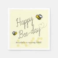 Happy Bee Day Yellow Girl Birthday Paper