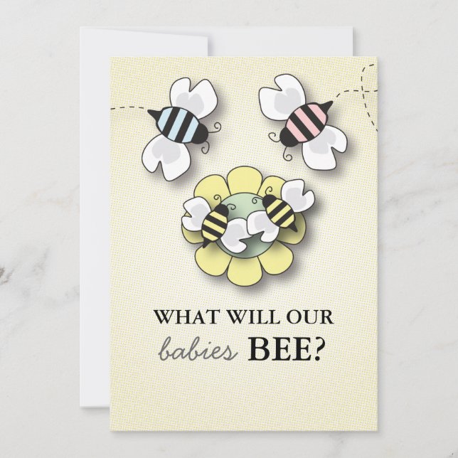 Happy Bee Family Baby Gender Reveal Display Card (Front)