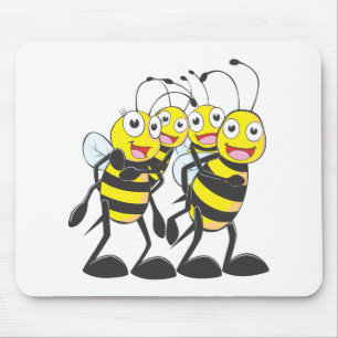 Happy Bee Family Having Fun Together Mouse Mat