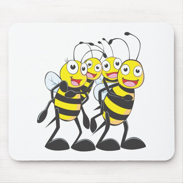 Happy Bee Family Having Fun Together Mouse Mat (Front)