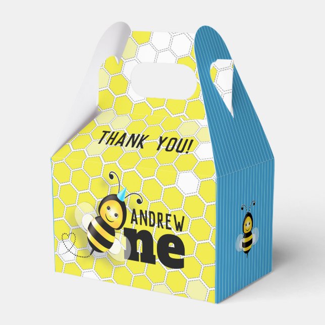 Happy Bee First Birthday Gable Box (Front Side)