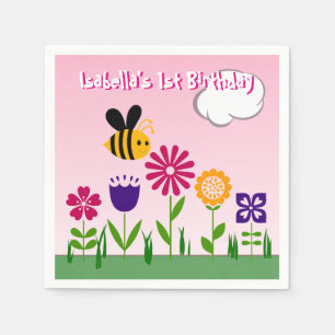 Happy Bee Flower Garden Personalised Napkin