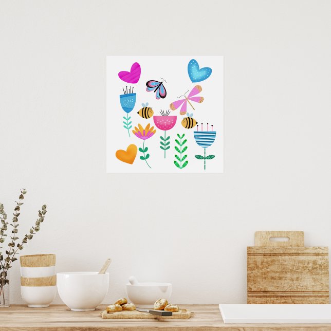 Happy Bee Garden Poster (Kitchen)