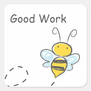 Happy Bee Good Work Square Sticker