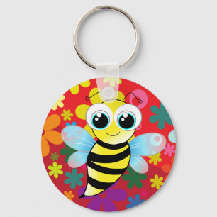 Happy bee key ring