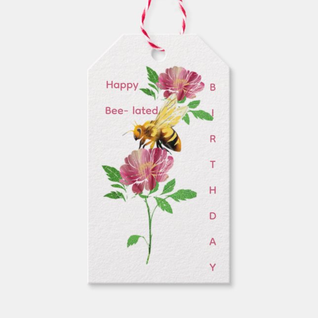 Happy bee-lated Birthday Gift Tags (Front)