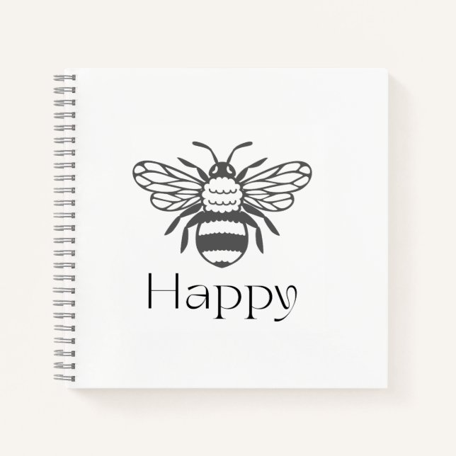 Happy Bee Positive Affirmation Well being Gift  Notebook (Front)