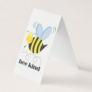 Happy bee princess with crown and slogan Bee Kind Business Card